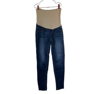 Indigo Blue Maternity Blue Jeans Stretch Straight Leg Secret Belly Panel